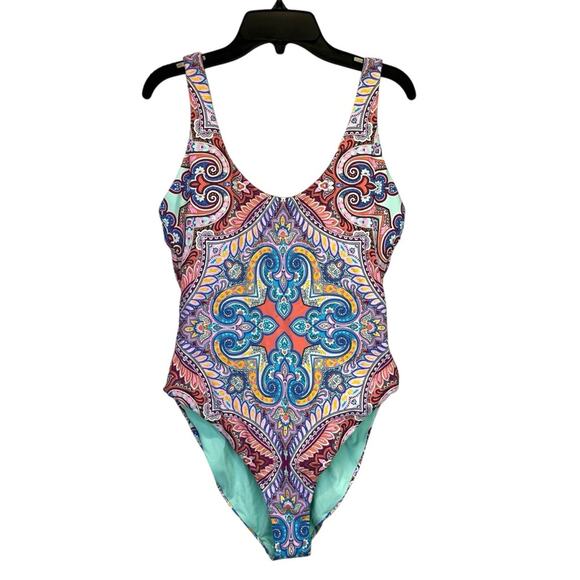 Jessica Simpson Printed Reversible One Piece swimsuit - M - Picture 3 of 14